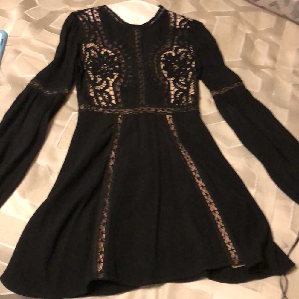 For love and lemon black appliqués lace dress